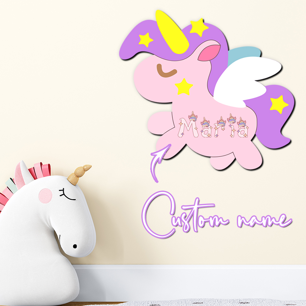 Baby Nursery Decor - 맞춤형 유니콘 나무 이름표, 개인 맞춤형