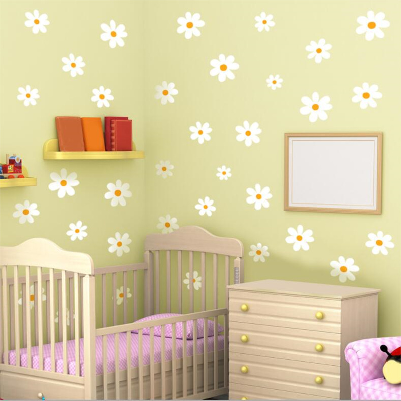 Baby Nursery Plants - 꽃 데이지 꽃 벽 스티커 30x60cm
