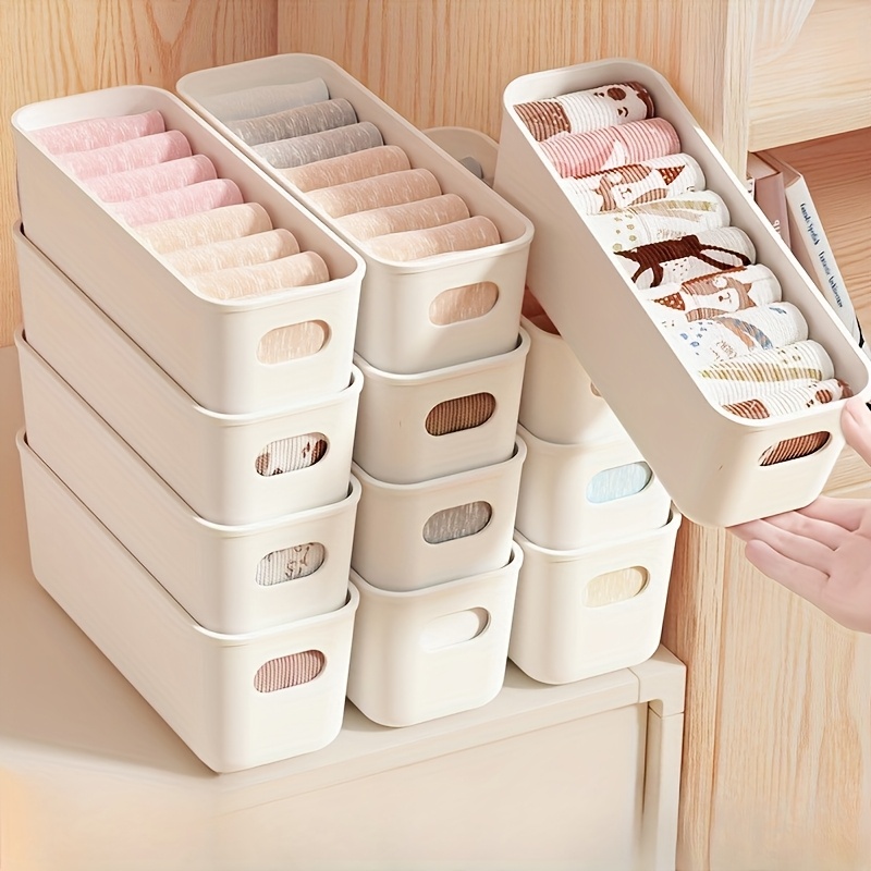 Drawer Dresser White - 4개 흰색 플라스틱 보관 상자 -