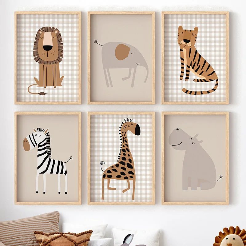 Baby Nursery Picture Frames - (프레임 없음) 사자 호랑이 코끼리 기린