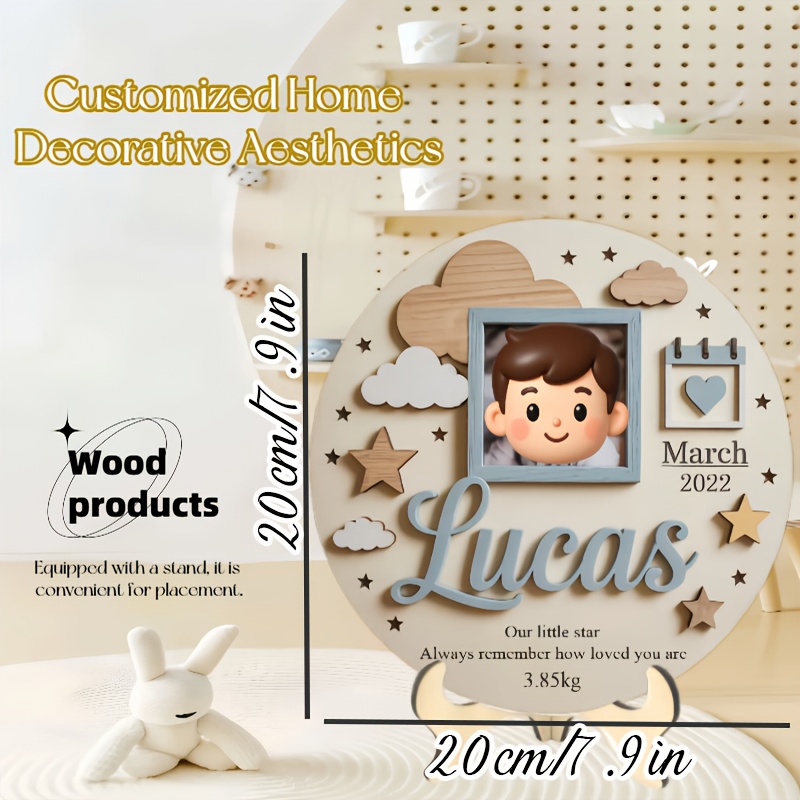 Baby Nursery Decor - 맞춤형 아기 사진 액자, 이름과 날짜가