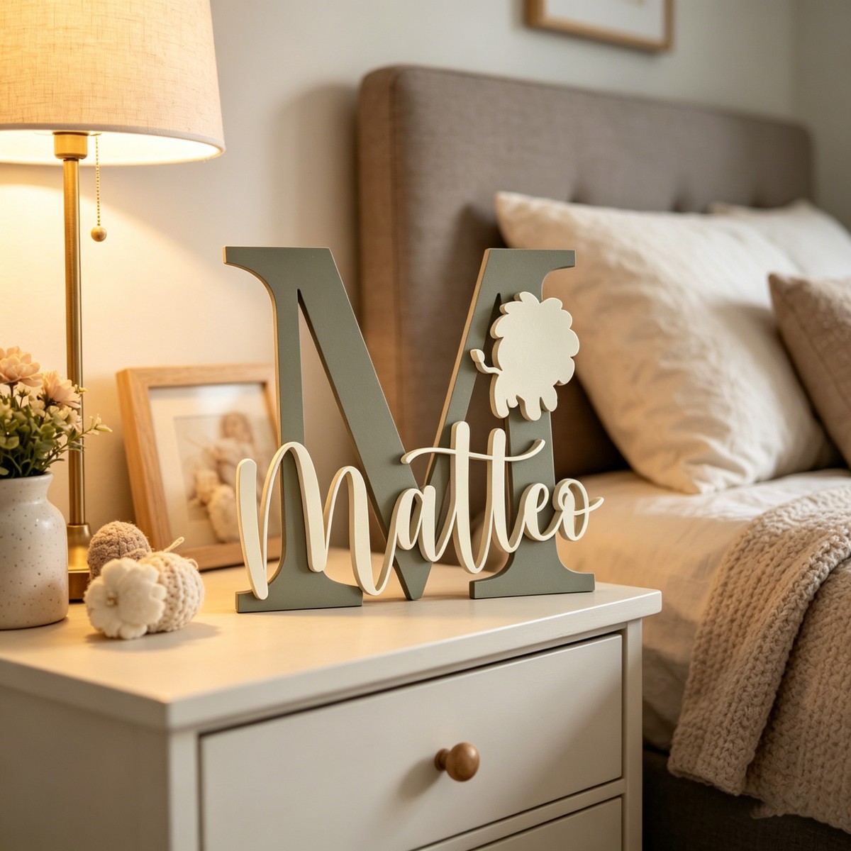 Baby Nursery Decor - 1Pc 맞춤형 사자 이름 및 이니셜
