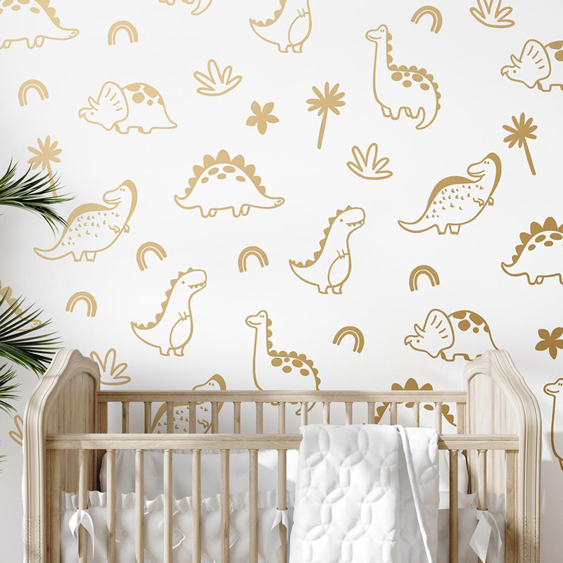 Baby Nursery Set Furniture - 기하학 공룡 나무 무지개 벽 스티커,