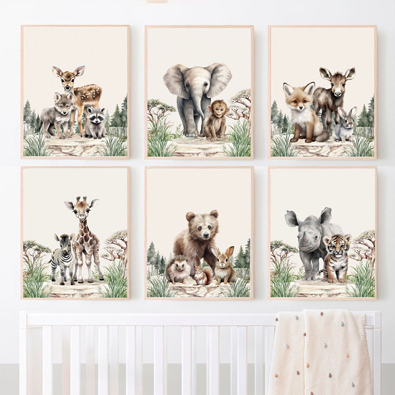 Baby Nursery Picture Frames - 1pcs(프레임 없음) 코끼리 기린 곰 여우