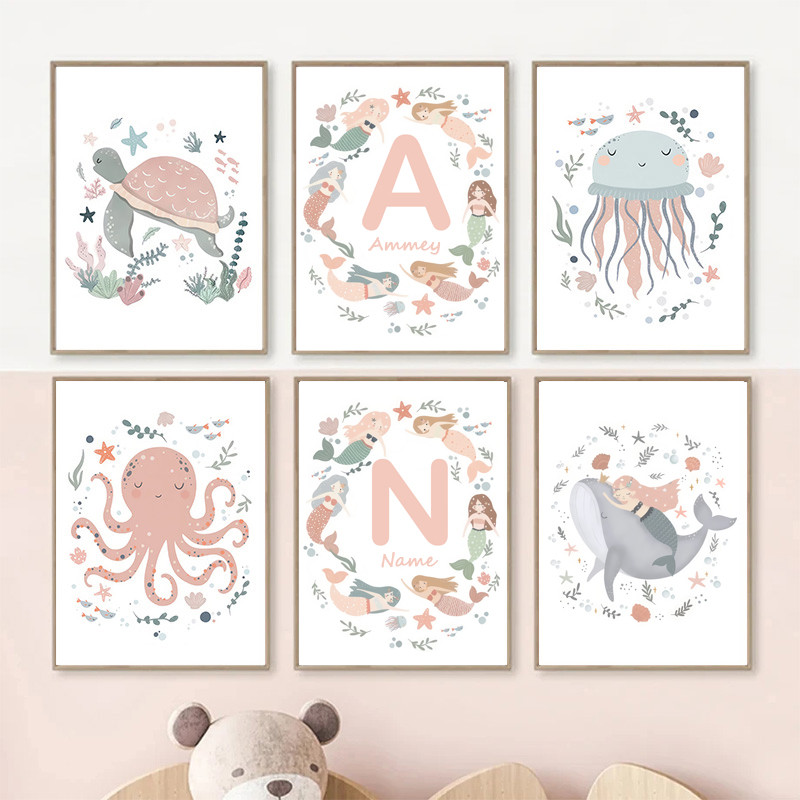 Baby Nursery Ocean - 바다 고래 바다거북 인어 보육원 벽