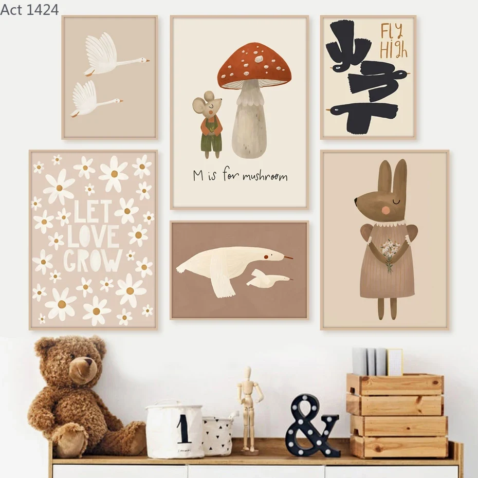 Baby Nursery Picture Frames - 보헤미안 스타일 만화 토끼 쥐 거위