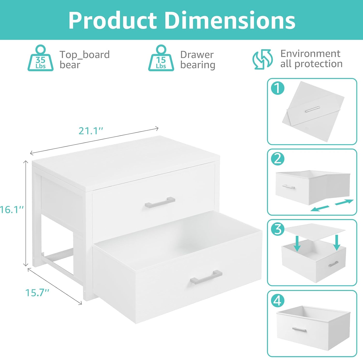 2단 서랍형 모던 패브릭 적층형 수납장, 화이트, 침실 - Drawer Dresser White 리뷰 및 가격