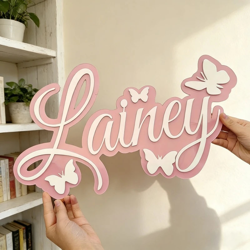 맞춤형 아기 이름 명판, 흰색 나비가 있는 파란색 디자 - Baby Nursery Decor 리뷰 및 가격