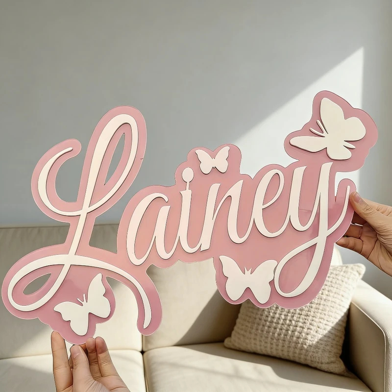 맞춤형 아기 이름 명판, 흰색 나비가 있는 파란색 디자 - Baby Nursery Decor 리뷰 및 가격