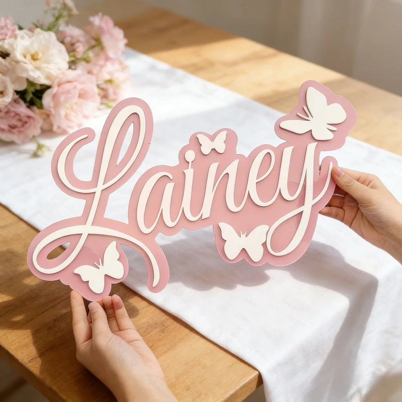 맞춤형 아기 이름 명판, 흰색 나비가 있는 파란색 디자 - Baby Nursery Decor 리뷰 및 가격
