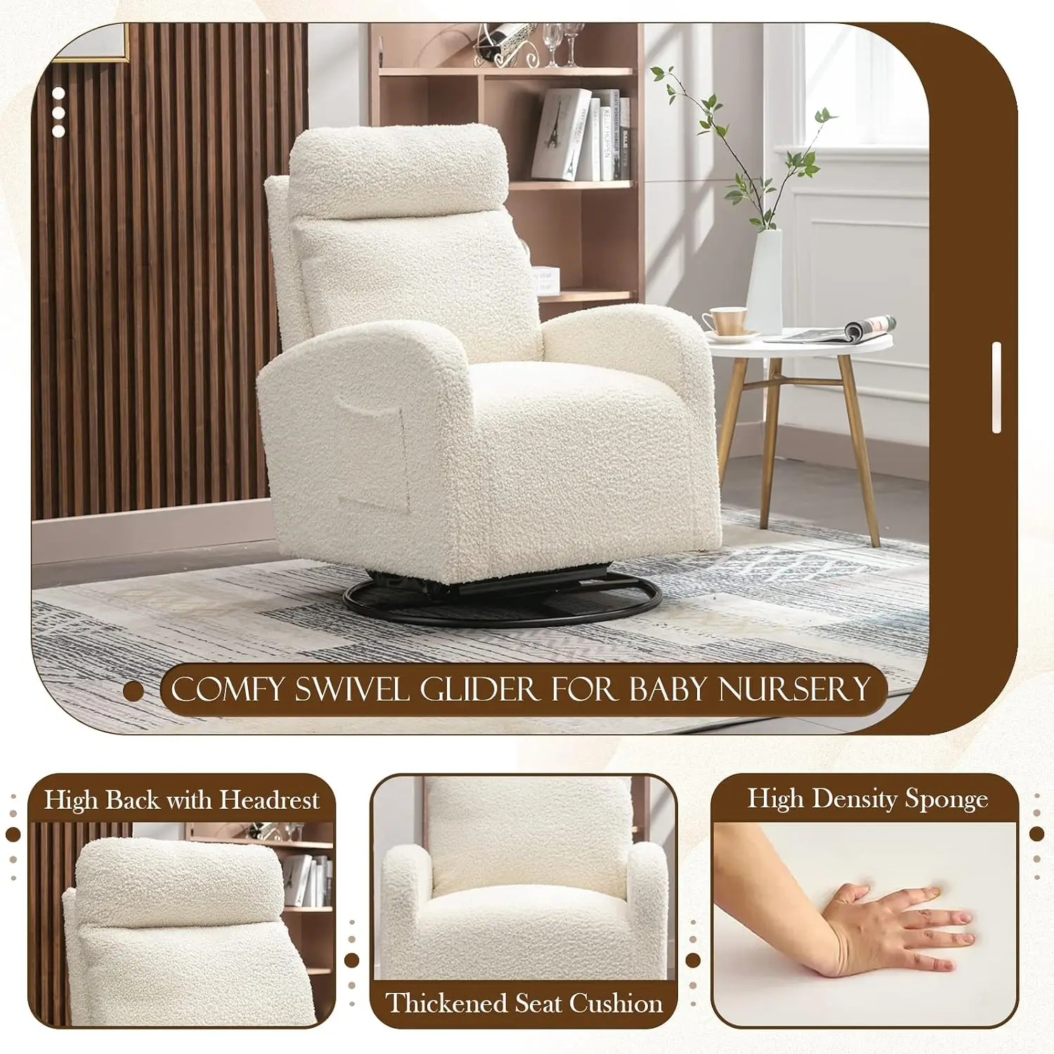 현대식 회전 글라이더 의자, 아기방용 패브릭 커버 글라 - Baby Nursery Glider Chair 리뷰 및 가격