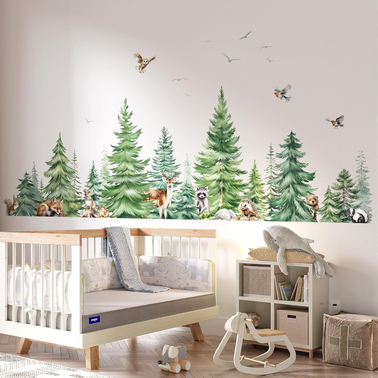 대형 수채화 소나무 동물 벽 스티커 어린이 방 침실 숲 - Baby Nursery Plants 리뷰 및 가격