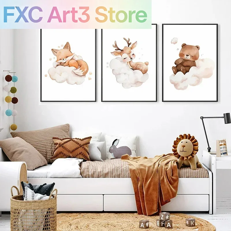 프레임리스 1개, 만화 구름 동물 캔버스 벽 장식, 귀 - Baby Nursery Picture Frames 리뷰 및 가격