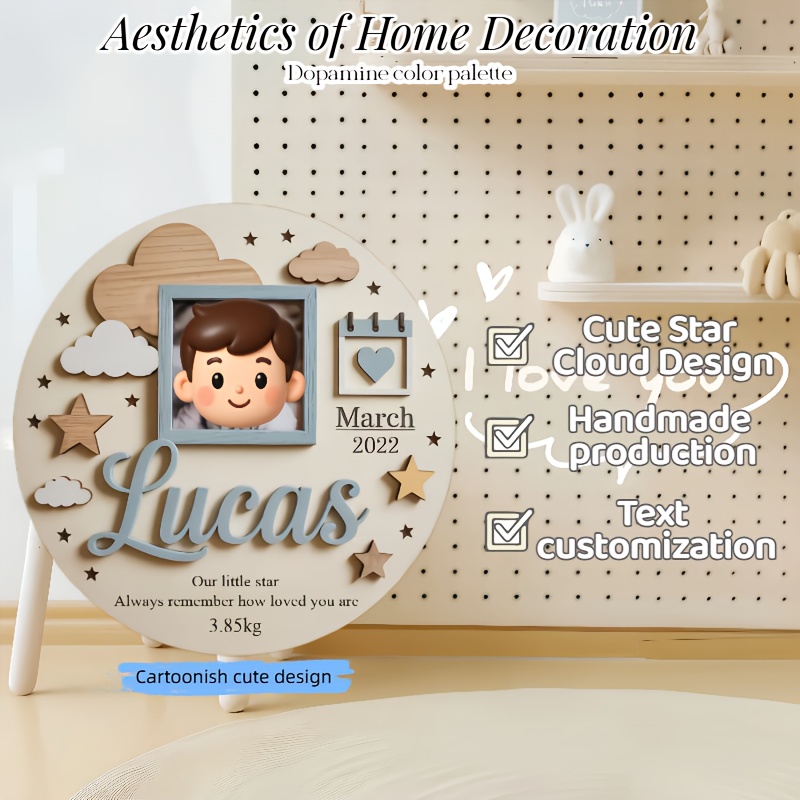 맞춤형 아기 사진 액자, 이름과 날짜가 새겨진 나무 태 - Baby Nursery Decor 리뷰 및 가격