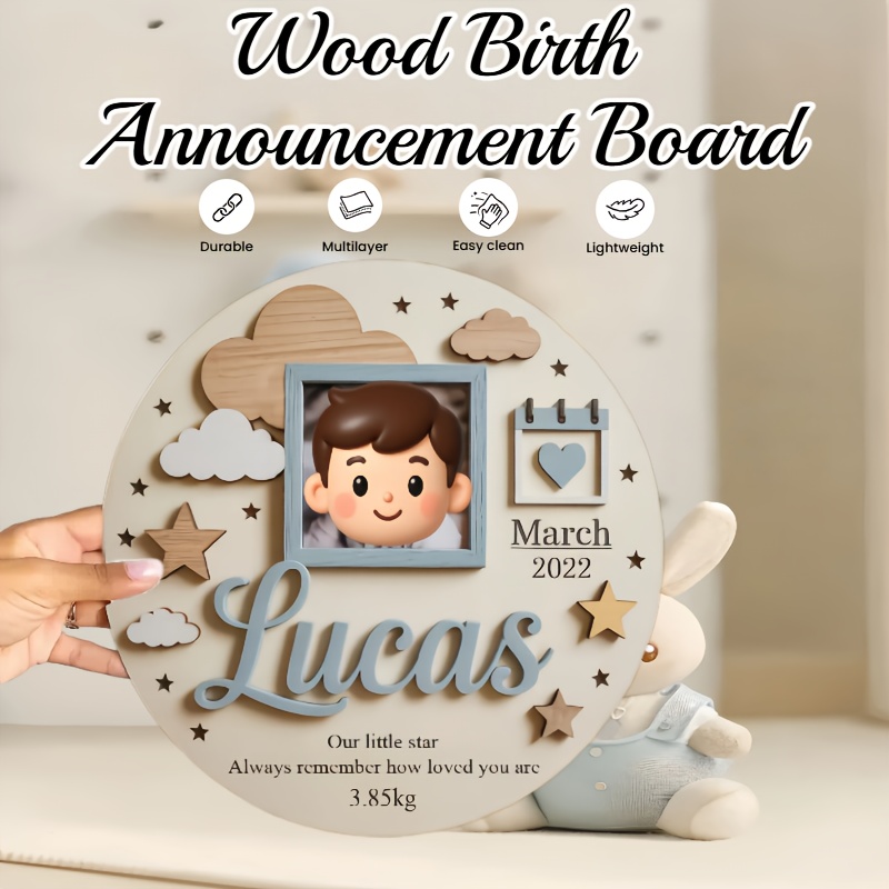 맞춤형 아기 사진 액자, 이름과 날짜가 새겨진 나무 태 - Baby Nursery Decor 리뷰 및 가격
