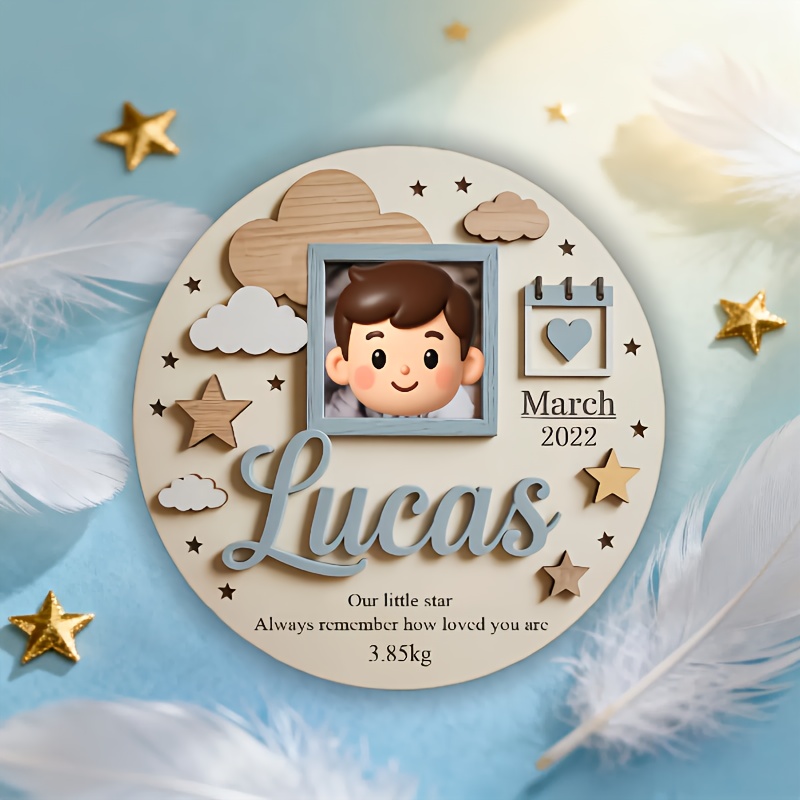 맞춤형 아기 사진 액자, 이름과 날짜가 새겨진 나무 태 - Baby Nursery Decor 리뷰 및 가격