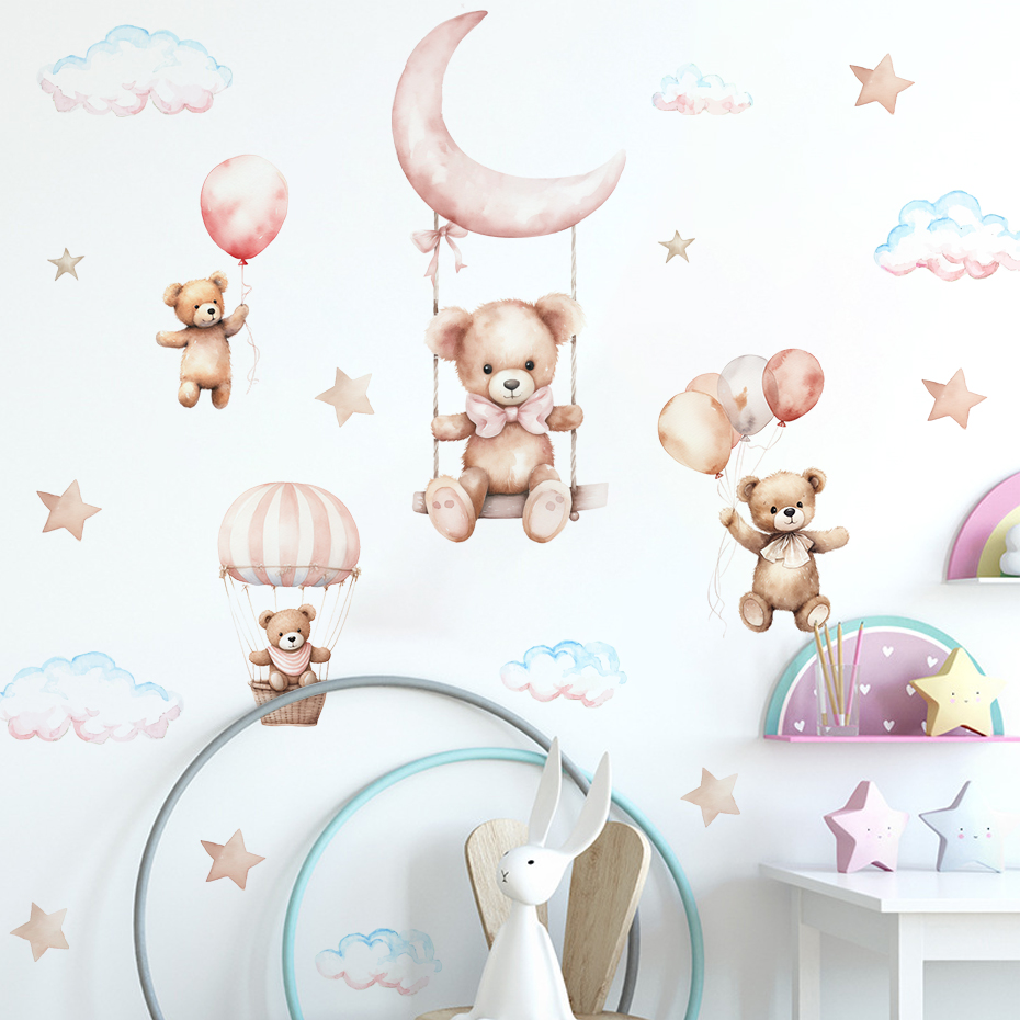 수채화 곰 뜨거운 공기 풍선 구름 벽 스티커 어린이 방 - Baby Nursery Set Furniture 리뷰 및 가격