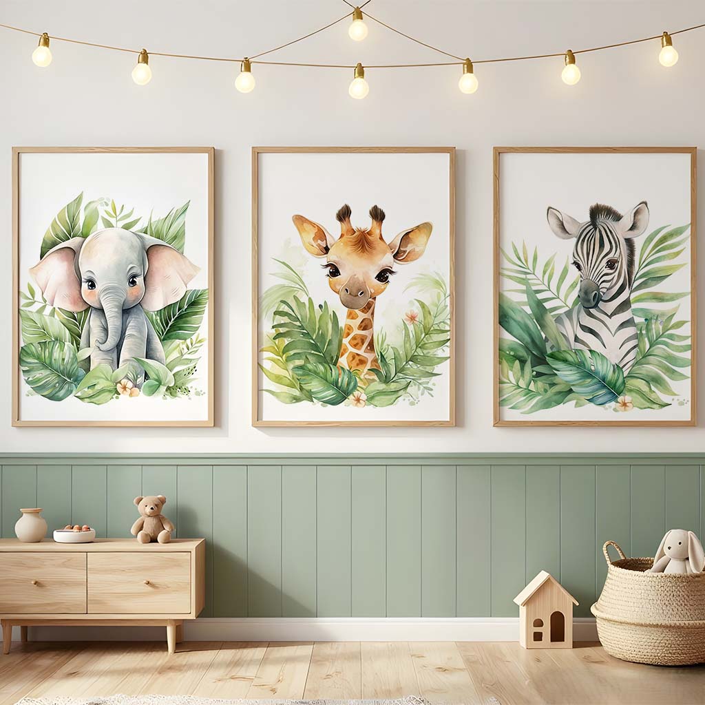 보육원 식물 벽 예술, 귀여운 기린 코끼리 얼룩말 사파 - Baby Nursery Plants 리뷰 및 가격
