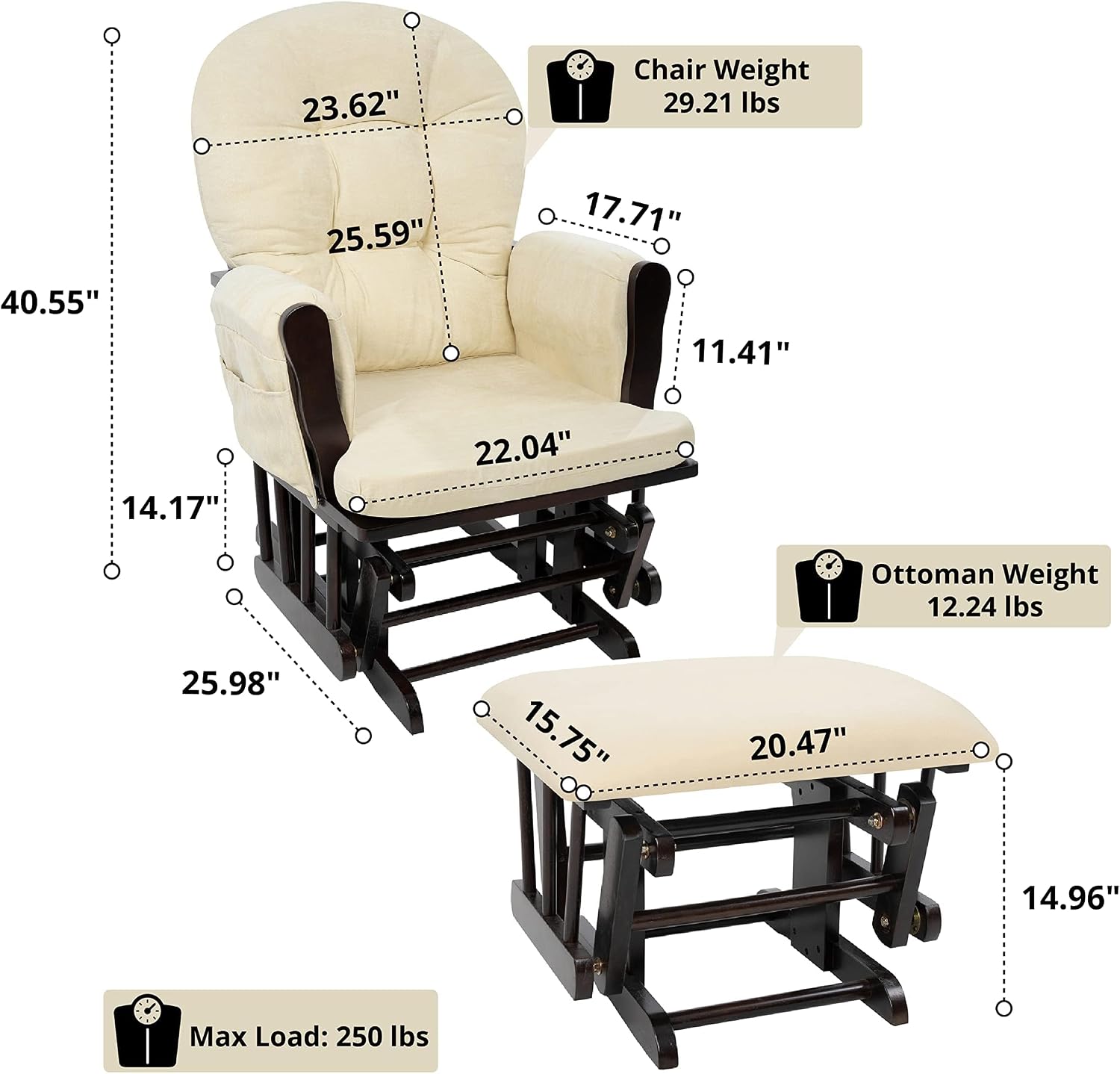 매칭되는 오토만이 있는 실내용 덮개형 글라이더 흔들의자 - Baby Nursery Glider Chair 리뷰 및 가격