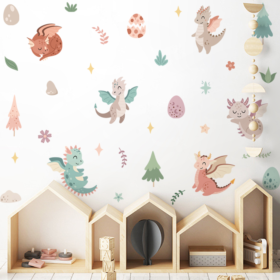 만화 공룡 비행 용 숲 수채화 벽 스티커 어린이 보육  - Baby Nursery Set Furniture 리뷰 및 가격