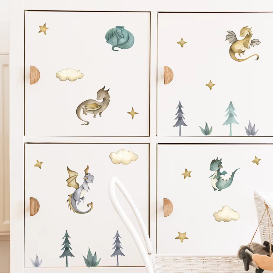 만화 공룡 비행 용 숲 수채화 벽 스티커 어린이 보육  - Baby Nursery Set Furniture 리뷰 및 가격