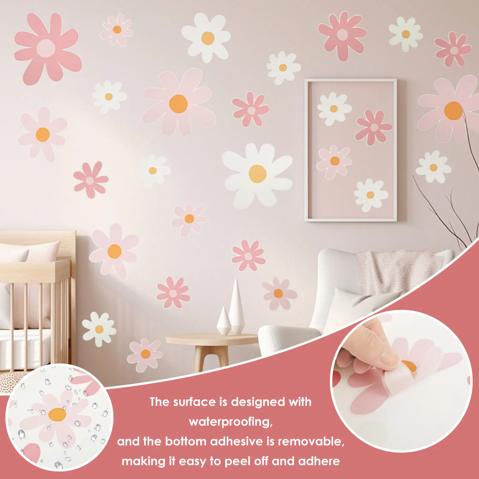 12장 귀여운 데이지 꽃무늬 벽 스티커 PVC 데이지  - Baby Nursery Plants 리뷰 및 가격
