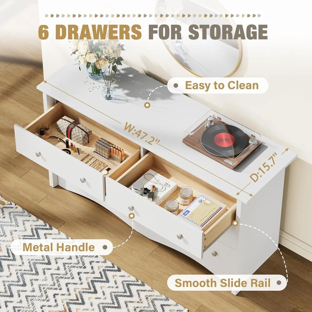 새로운 최고의 할인, 미국 배송, 모던 화이트 원목 6 - Drawer Dresser White 리뷰 및 가격