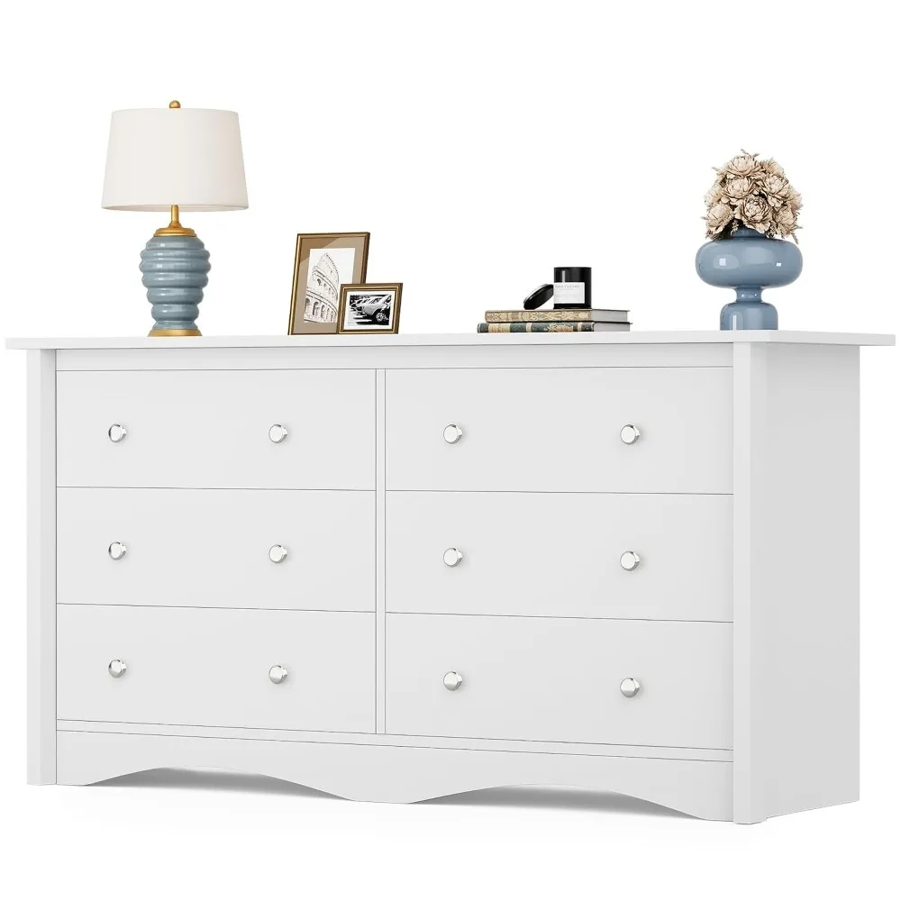 새로운 최고의 할인, 미국 배송, 모던 화이트 원목 6 - Drawer Dresser White 리뷰 및 가격
