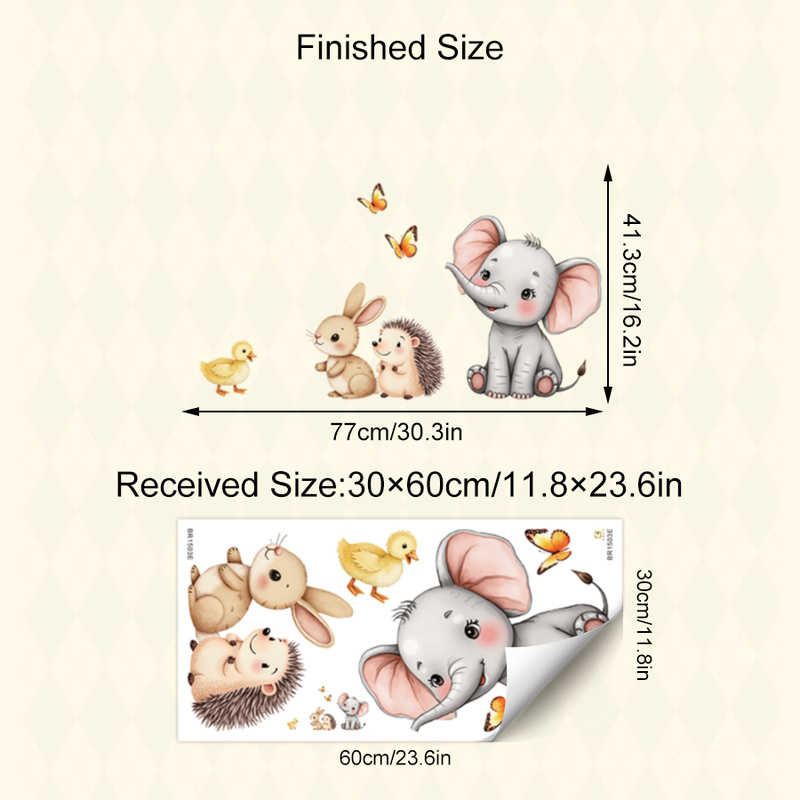 만화 동물 벽 스티커-코끼리 토끼 고슴도치 보육 데칼, - Baby Nursery Decor 리뷰 및 가격