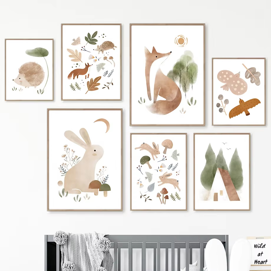 1pcs(프레임 없음) Boho 토끼 여우 고슴도치 새 - Baby Nursery Picture Frames 리뷰 및 가격