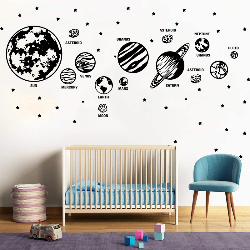 대형 행성 태양계 별 천문학 벽 스티커, 데칼 아기 보 - Baby Nursery Set Furniture 리뷰 및 가격