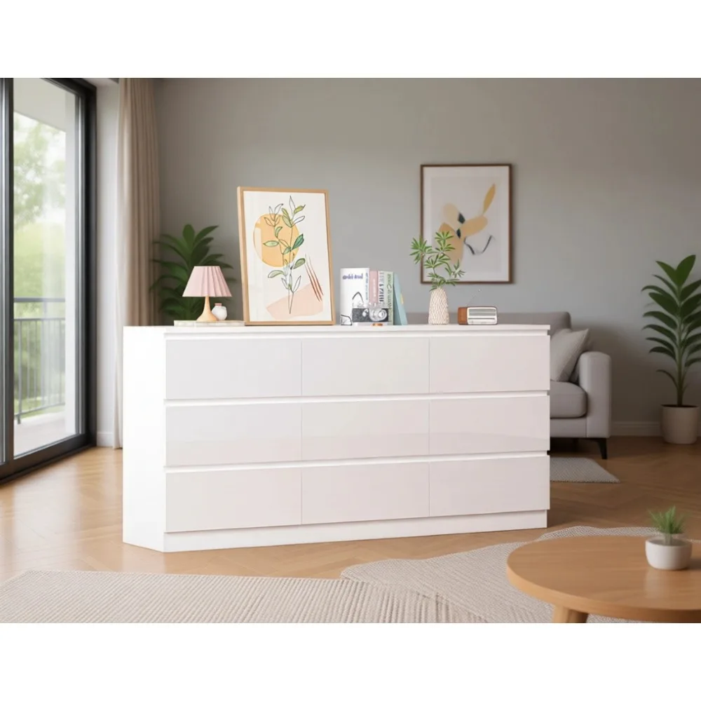 대형 70인치 9단 서랍장(전원 콘센트 포함), 현대적 - Drawer Dresser White 리뷰 및 가격