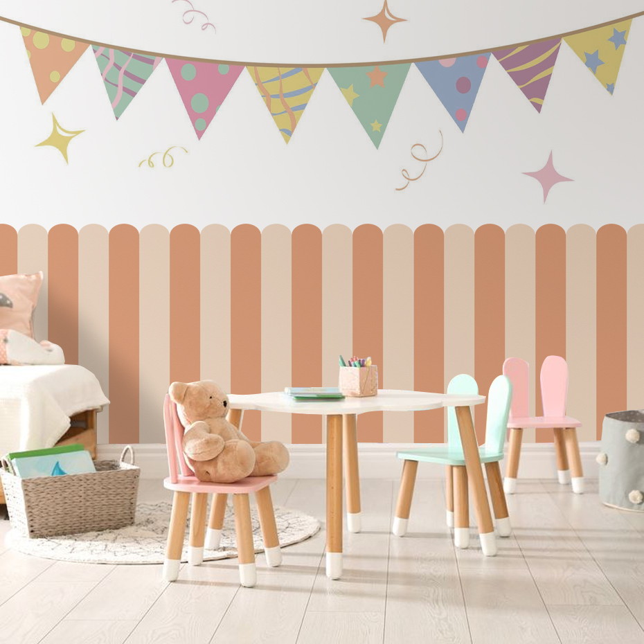 여러 가지 빛깔의 세로 줄무늬 아크 벽지 보육 어린이  - Baby Nursery Decor 리뷰 및 가격