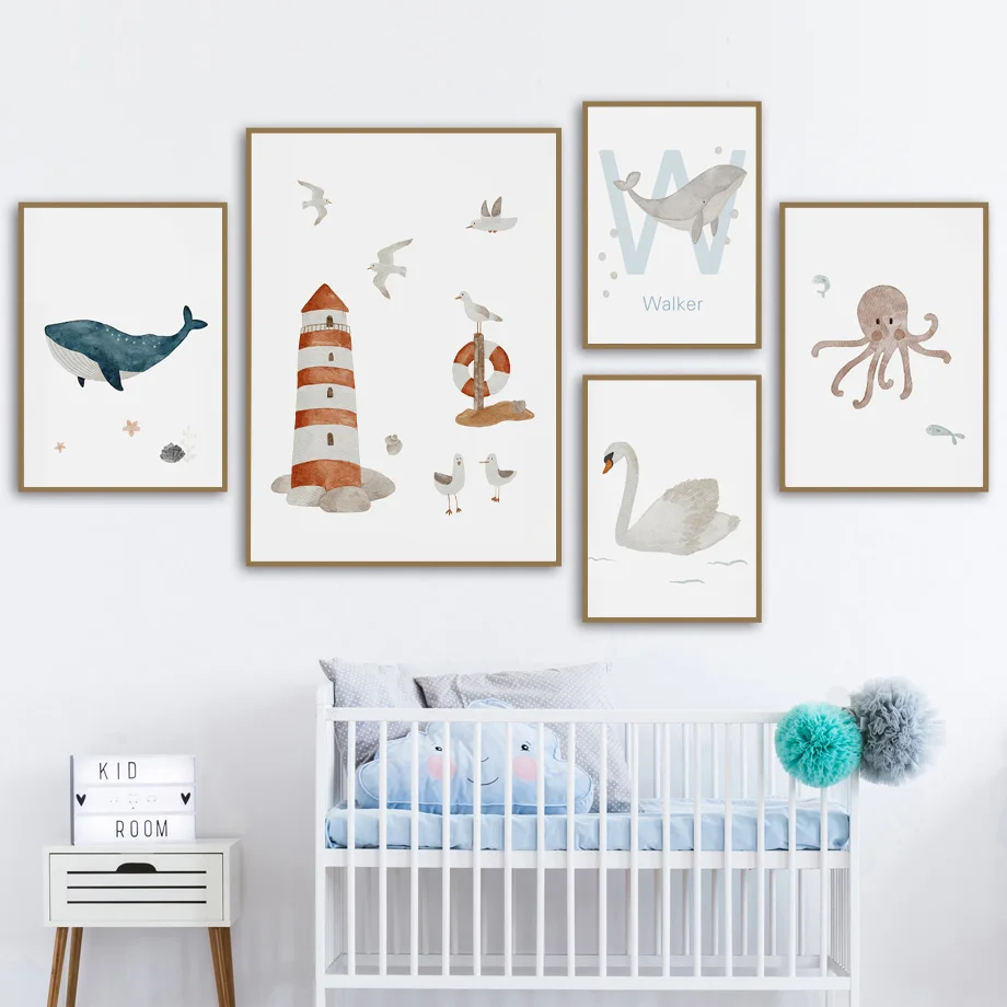 사용자 정의 이름 고래 문어 거북이 백조 바다 동물 보 - Baby Nursery Ocean 리뷰 및 가격