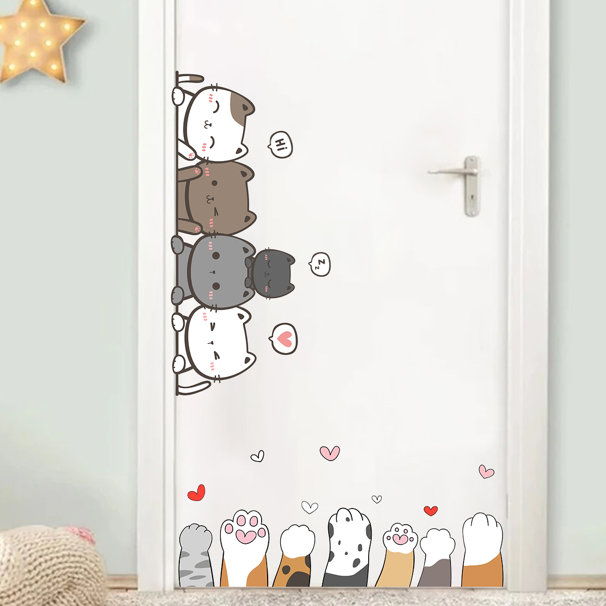 어린이 방 문짝 벽 데칼, 만화 귀여운 고양이 발톱,  - Baby Nursery Set Furniture 리뷰 및 가격