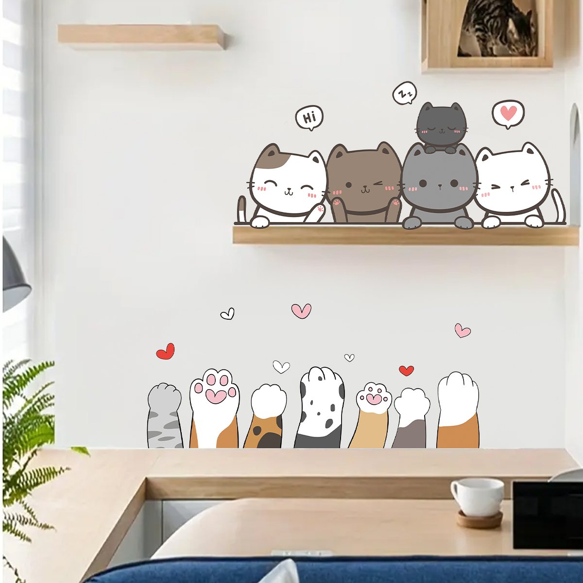 어린이 방 문짝 벽 데칼, 만화 귀여운 고양이 발톱,  - Baby Nursery Set Furniture 리뷰 및 가격