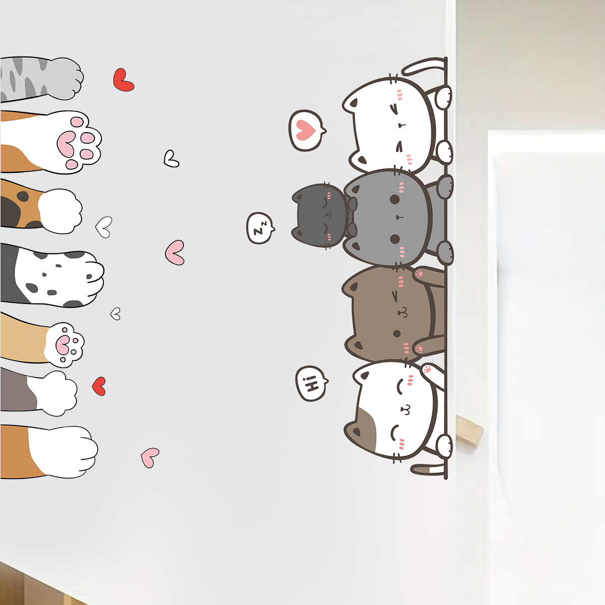 어린이 방 문짝 벽 데칼, 만화 귀여운 고양이 발톱,  - Baby Nursery Set Furniture 리뷰 및 가격